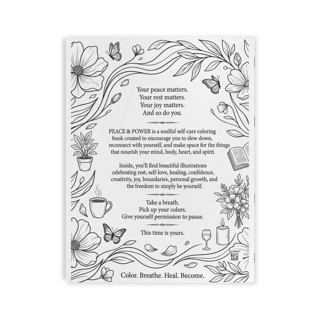Peace & Power Self-Care Coloring Book — Mindful Adult Coloring for Relaxation & Stress Relief