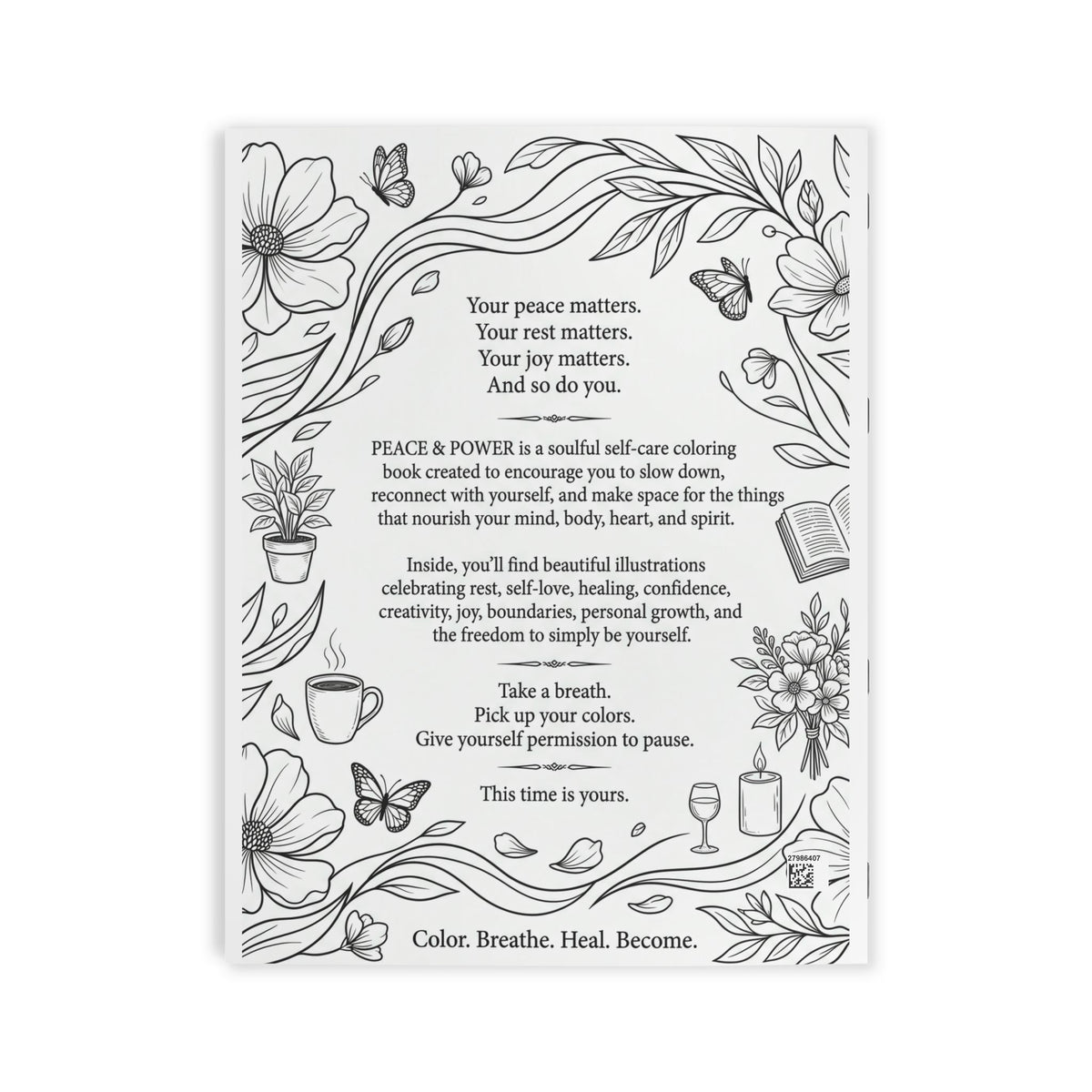 Peace & Power Self-Care Coloring Book — Mindful Adult Coloring for Relaxation & Stress Relief